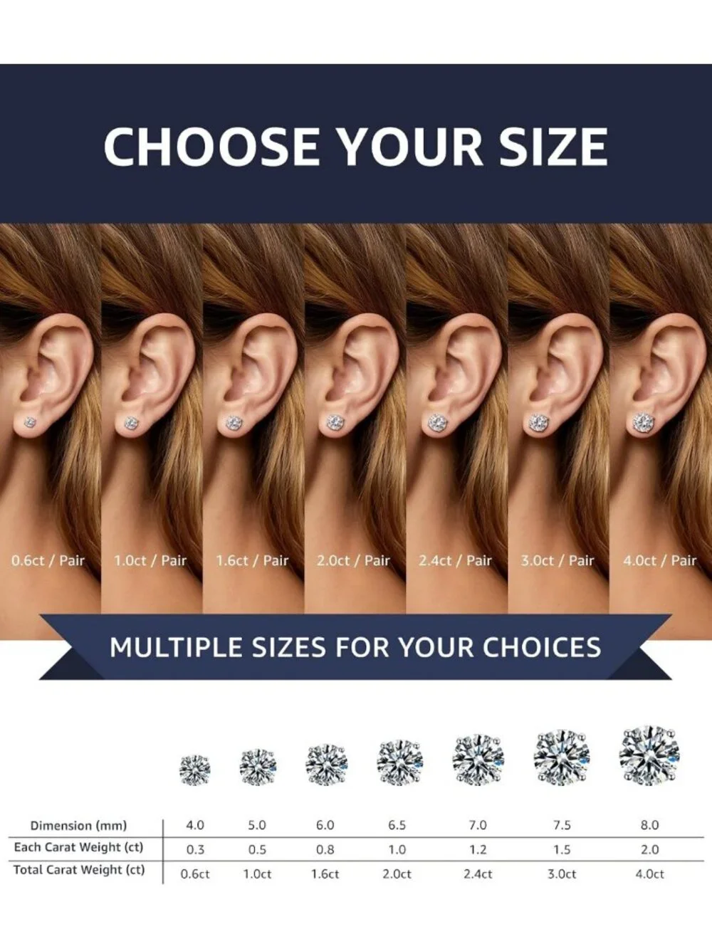 Elegant Moissanite Stud Earrings in 925 Sterling Silver for Women & Men